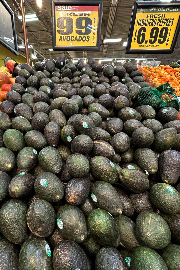 FILE - Avocados are displayed for sale at a grocery store in Waukegan, Ill., Wednesday, Sept. 25, 2024. (AP Photo/Nam Y. Huh, File)