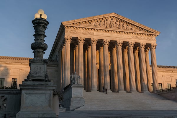 FILE - The Supreme Court is seen at sundown in Washington, Nov. 6, 2020. (AP Photo/J. Scott Applewhite, File)