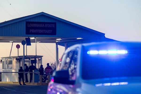 Outside the Louisiana State Penitentiary in Angola, La., for the execution of Jessie Hoffman, Jr., who was convicted in the 1996 murder of Mary "Molly" Elliott. (Chris Granger/The Times-Picayune/The New Orleans Advocate via AP)