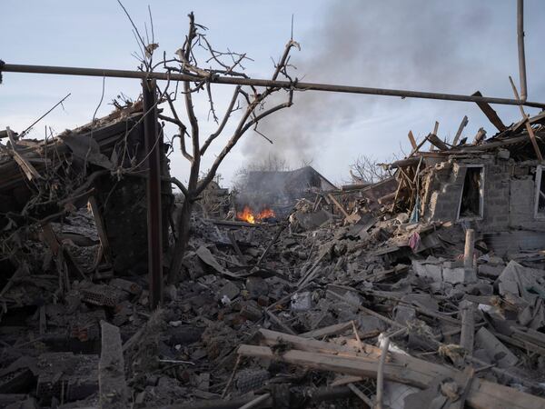 In this photo provided by Ukraine's 93rd Kholodnyi Yar Separate Mechanized Brigade press service, a view of Pokrovsk, the site of heavy battles with Russian troops, in the Donetsk region, Ukraine, Thursday, March 13, 2025. (Iryna Rybakova/Ukraine's 93rd Mechanized Brigade via AP)