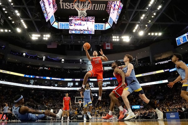 St. John's's RJ Luis Jr. shoots during the second half of an NCAA college basketball game Saturday, March 8, 2025, in Milwaukee. (AP Photo/Morry Gash)