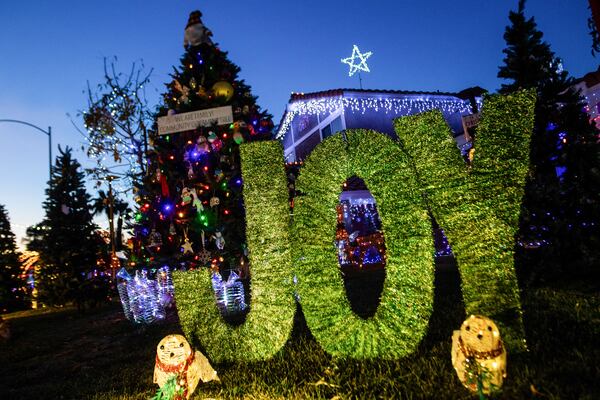 A holiday light up display on Friday Dec. 13th in Las Vegas. (AP Photo/Ty ONeil)