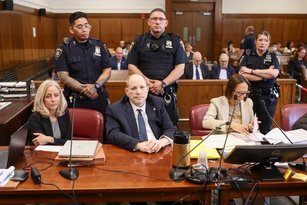Harvey Weinstein appears in state court in Manhattan for his retrial on Wednesday, April 30, 2025 in New York. (Sarah Yenesel/Pool Photo via AP)