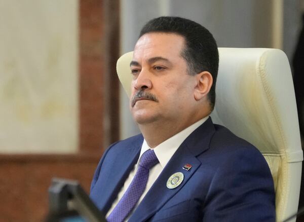 Iraq's Prime Minister Mohammed Shia al-Sudani attends the 34th Arab League summitin Baghdad, Iraq, Saturday, May 17, 2025. (AP Foto/Hadi Mizban, Pool)