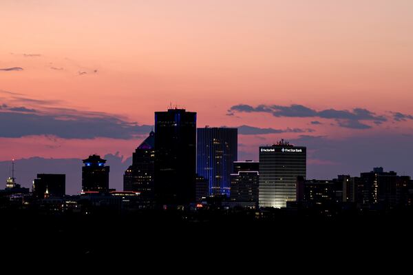 The sun sets on Thursday, March 27, 2025, in Rochester, N.Y. (Toni Duncan via AP)