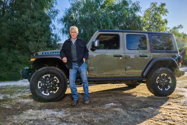 This photo provided by Jeep shows Harrison Ford in Jeep's 2025 Super Bowl NFL football spot. (Atiba Jefferson/Jeep via AP)