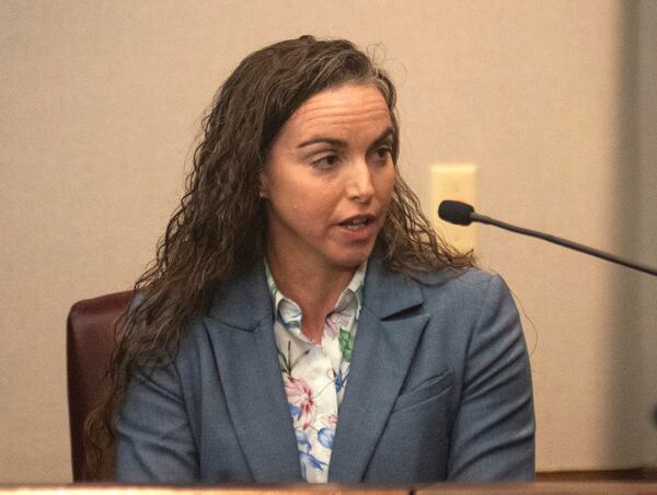 Assistant Chief of Glynn County Police Stephanie Oliver testified Thursday, Jan. 30, 2025, in Brunswick, Ga., that she had not spoken with former District Attorney Jackie Johnson during the investigation of the slaying of Ahmaud Arbery. (Terry Dickson/The Brunswick News via AP, Pool)