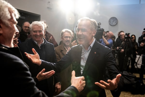 Mark Carney speaks to supporters during his Liberal leadership campaign launch in Edmonton, on Thursday Jan. 16, 2025. (Jason Franson/The Canadian Press via AP)