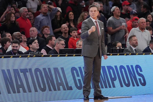 St. John's head coach Rick Pitino gestures during the second half of an NCAA college basketball game against Creighton in the championship of the Big East Conference tournament Saturday, March 15, 2025, in New York. (AP Photo/Frank Franklin II)