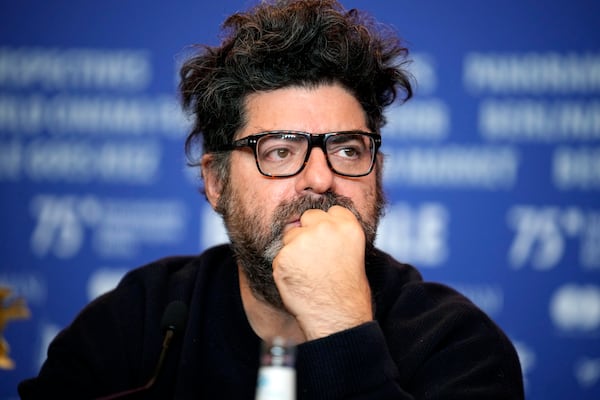 The Film Festival, Berlinale International Jury, Rodrigo Moreno attends a news conference at the opening day of International Film Festival, Berlinale, in Berlin, Thursday, Feb. 13, 2025. (AP Photo/Ebrahim Noroozi)