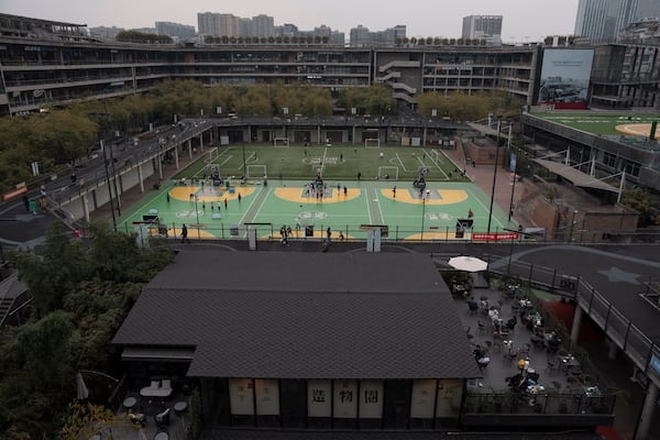 The West Village project by Pritzker Architecture Prize winner Chinese architect Liu Jiakun is seen in Chengdu in southwestern China's Sichuan province on Sunday, March 2, 2025. (AP Photo/Ng Han Guan)