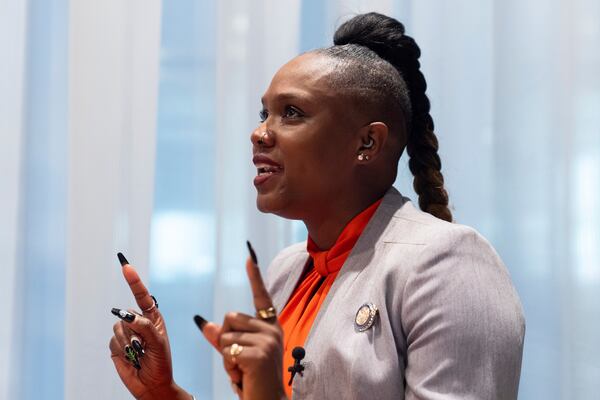 Virginia Democratic Del. Jackie Glass speaks during an interview with the Associated Press, Thursday, Dec. 12, 2024, in Norfolk, Va. (AP Photo/Stephanie Scarbrough)