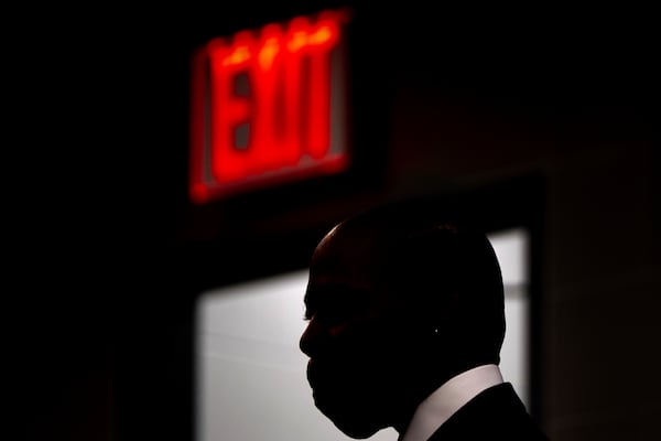 New York City Mayor Eric Adams attends an event at NYPD's 40th precinct, Thursday, Feb. 20, 2025, in the Bronx borough of New York. (AP Photo/Julia Demaree Nikhinson)