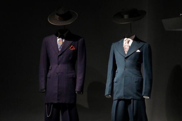 Zoot suits are displayed at the Metropolitan Museum of Art's Costume Institute exhibition, "Superfine: Tailoring Black Style," on Saturday, May 3, 2025, in New York. (Photo by Charles Sykes/Invision/AP)