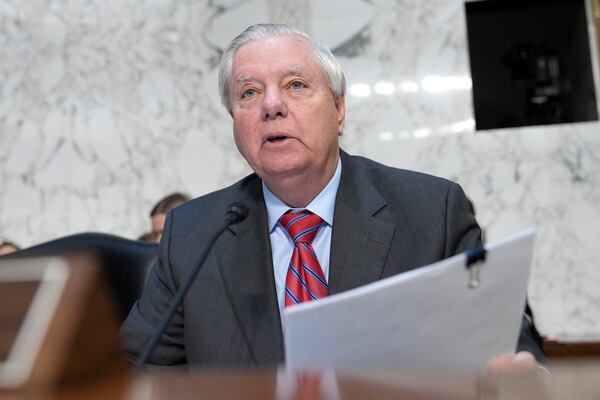 Sen. Lindsey Graham, R-S.C., speaks during the Senate Judiciary Committee confirmation hearing for Kash Patel, President Donald Trump's choice to be director of the FBI, at the Capitol in Washington, Thursday, Jan. 30, 2025. (AP Photo/Ben Curtis)