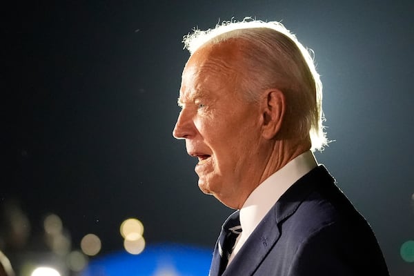 FILE - President Joe Biden speaks after greeting reporter Evan Gershkovich, Alsu Kurmasheva and Paul Whelan at Andrews Air Force Base, Md., following their release as part of a 24-person prisoner swap between Russia and the United States, Aug. 1, 2024. The U.S. Treasury Department announced that it is expanding sanctions against the Russian energy sector for it’s nearly three-year old war in Ukraine. (AP Photo/Alex Brandon, File)