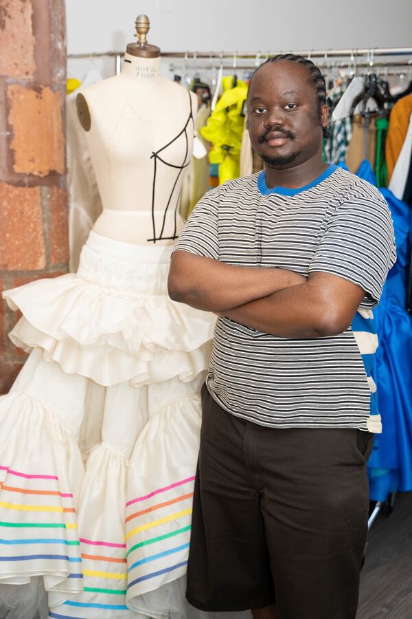 Fashion designer/founder of Agbobly, Jacques Agbobly, poses for a portrait on Thursday, May 1, 2025, in New York. (AP Photo/Gary Gerard Hamilton)