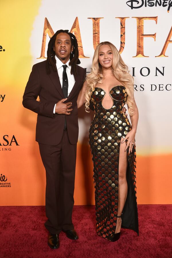 Jay-Z, left, and Beyoncé arrive at the premiere of "Mufasa: The Lion King" on Monday, Dec. 9, 2024, at the Dolby Theatre in Los Angeles (Photo by Richard Shotwell/Invision/AP)