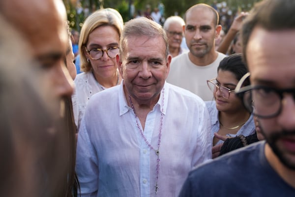 FILE - Venezuelan opposition presidential candidate Edmundo Gonzalez attends a campaign event before the election in Caracas, Venezuela, June 13, 2024. (AP Photo/Ariana Cubillos, File)