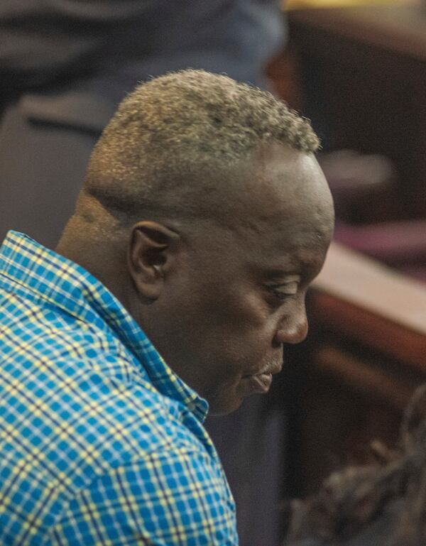 Ahmaud Arbery’s father Marcus Arbery sits in the courtroom after a judge announced his dismissal of the remaining charge against former Brunswick Brunswick Circuit District Attorney Jackie Johnson, Wednesday, Feb. 5, 2025, in Brunswick, Ga. (Terry Dickson/The Brunswick News via AP, Pool)