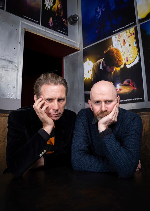 Alex Kapranos, left, and Bob Hardy of Franz Ferdinand pose, Thursday, Nov. 28, 2024, in London. (Photo by Scott A Garfitt/Invision/AP)