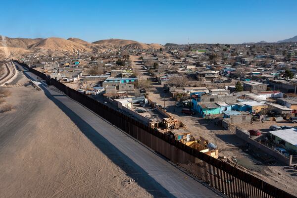 The Anapra neighborhood of Ciudad Juarez, Mexico, is pictured behind the border wall from the Sunland Park area of New Mexico, Monday, Jan. 20, 2025. (AP Photo/Andres Leighton)