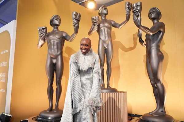 Cynthia Erivo arrives at the 31st annual Screen Actors Guild Awards on Sunday, Feb. 23, 2025, at the Shrine Auditorium in Los Angeles. (AP Photo/Chris Pizzello)