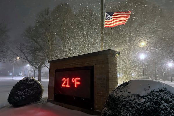 More winter weather blows into Lowville, New York on Saturday, January 4, 2025. (AP Photo/Cara Anna)