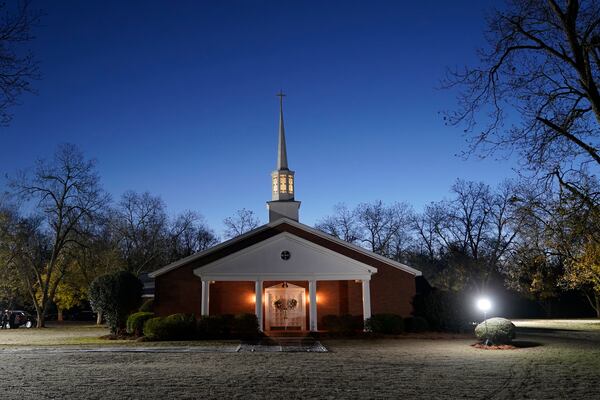 FILE - Day breaks over the Maranatha Baptist Church in Plains, Ga., on Nov. 29, 2023. (AP Photo/Alex Brandon, File)