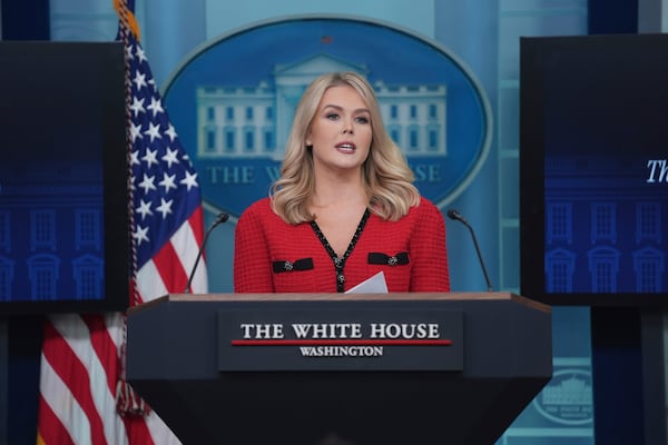 White House press secretary Karoline Leavitt speaks during a press briefing at the White House, Friday, Jan. 31, 2025, in Washington. (AP Photo/Evan Vucci)