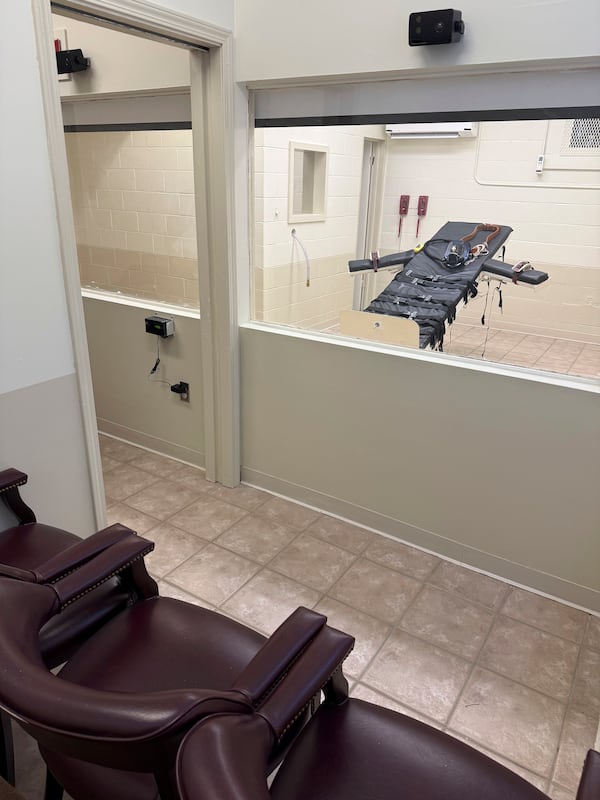 An undated photo provided by The Promise of Justice Initiative shows the new execution chamber at the Louisiana State Penitentiary. (The Promise of Justice Initiative via AP)