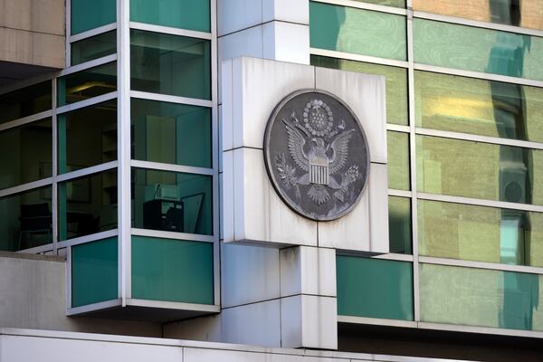 FILE - The U.S. Immigration and Customs Enforcement building can be seen Tuesday, Jan. 21, 2025, in downtown Chicago. (AP Photo/Erin Hooley, File)