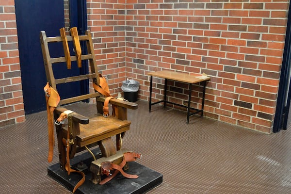 FILE - This March 2019 photo provided by the South Carolina Department of Corrections shows the state's electric chair in Columbia, S.C. (Kinard Lisbon/South Carolina Department of Corrections via AP, File)