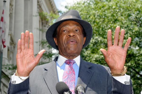 FILE - DC Council member Marion Barry, former mayor of Washington, speaking at a news conference about his recent arrest in Washington, July 9, 2009. (AP Photo/Stephen J Boitano, File)