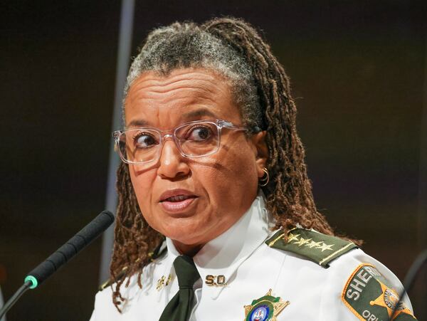 Sheriff Susan Hutson speaks during a City Council meeting following the escape of 10 inmates from the Orleans Parish Justice Center, at City Hall in New Orleans, Tuesday, May 20, 2025. (Sophia Germer /The Times-Picayune/The New Orleans Advocate via AP)