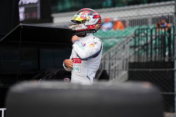Kyle Kirkwood prepares to drive during practice for the Indianapolis 500 auto race at Indianapolis Motor Speedway in Indianapolis, Wednesday, May 14, 2025. (AP Photo/Michael Conroy)