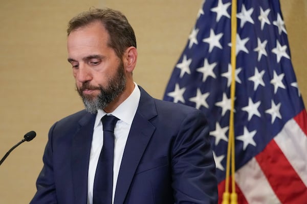 FILE - Special counsel Jack Smith speaks about an indictment of former President Donald Trump, Tuesday, Aug. 1, 2023, at a Department of Justice office in Washington. (AP Photo/Jacquelyn Martin, File)