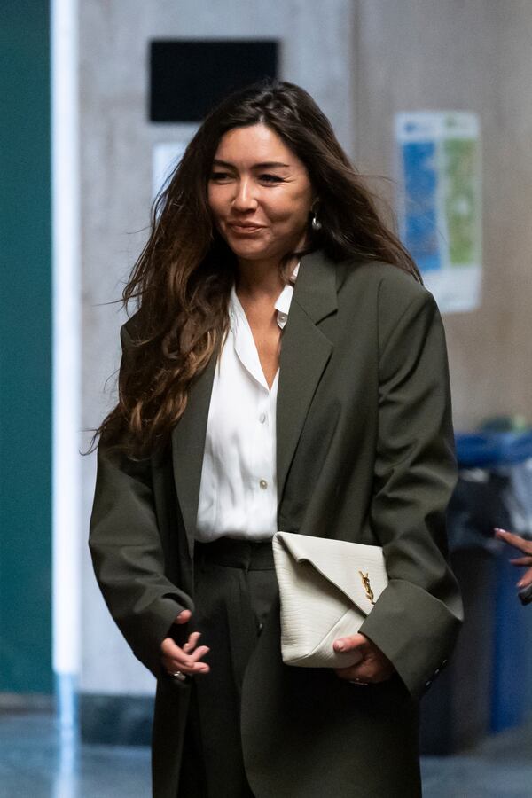 Miriam Haley, an accuser testifying at Harvey Weinstein's rape trial, walks to the courtroom, Thursday, May 1, 2025 in New York. (AP Photo/Adam Gray)