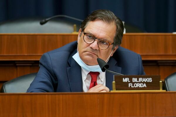 FILE - Rep. Gus Bilirakis, R-Fla., asks questions during a hearing, May 14, 2020, on Capitol Hill in Washington. (Greg Nash/Pool via AP, File)