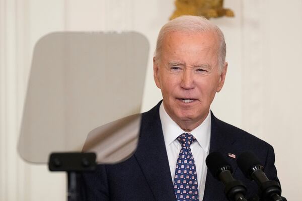 President Joe Biden speaks before presenting the Medal of Honor, the nation's highest military decoration, to several recipients during a ceremony in the East Room of the White House in Washington, Friday, Jan. 3, 2025. (AP Photo/Susan Walsh)