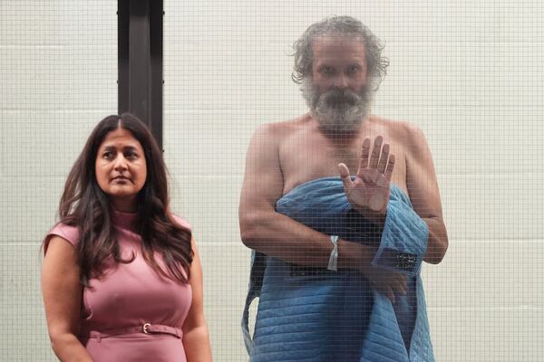 Jimmy Wayne Carwyle, right, gestures next to attorney Toral Malik during an arraignment in Los Angeles, Thursday, May 8, 2025. (AP Photo/Jae C. Hong, Pool)