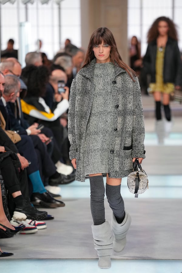 A model wears a creation as part of the Louis Vuitton Fall/Winter 2025-2026 Womenswear collection presented in Paris, Monday, March 10, 2025. (Photo by Scott A Garfitt/Invision/AP)