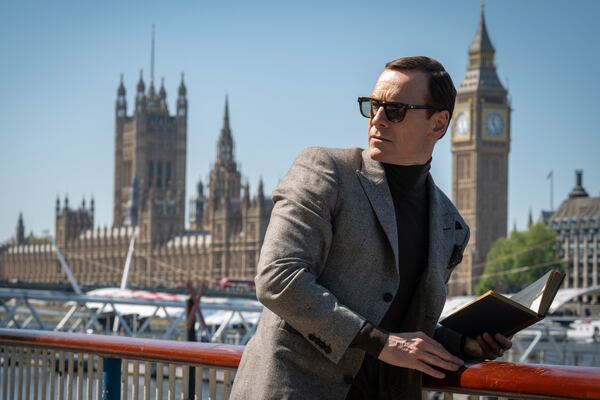 This image released by Focus Features shows Michael Fassbender in a scene from "Black Bag." (Claudette Barius/Focus Features via AP)