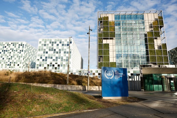 A general view of the exterior of the International Criminal Court in The Hague, Netherlands, Wednesday, March 12, 2025. (AP Photo/Omar Havana)