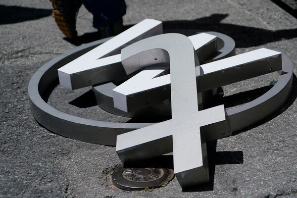 FILE - A pile of characters removed from a sign on the Twitter headquarters building is seen in San Francisco, July 24, 2023. (AP Photo/Godofredo A.Vásquez, File)