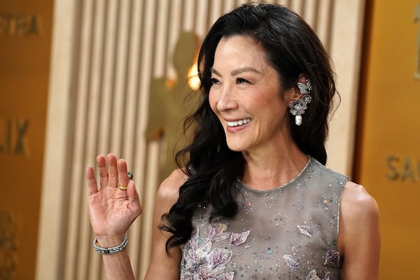 Michelle Yeoh arrives at the 31st annual Screen Actors Guild Awards on Sunday, Feb. 23, 2025, at the Shrine Auditorium in Los Angeles. (Photo by Jordan Strauss/Invision/AP)