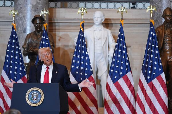 President Donald Trump attends the National Prayer Breakfast on Capitol Hill, Thursday, Feb. 6, 2025, in Washington. (AP Photo/Evan Vucci)