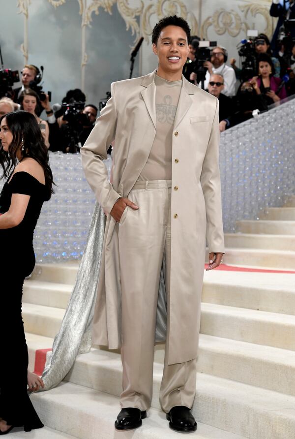FILE - Brittney Griner attends The Metropolitan Museum of Art's Costume Institute benefit gala celebrating the opening of the "Karl Lagerfeld: A Line of Beauty" exhibition on Monday, May 1, 2023, in New York. (Photo by Evan Agostini/Invision/AP, File)