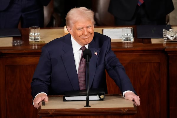 President Donald Trump addresses a joint session of Congress at the Capitol in Washington, Tuesday, March 4, 2025. (AP Photo/Ben Curtis)