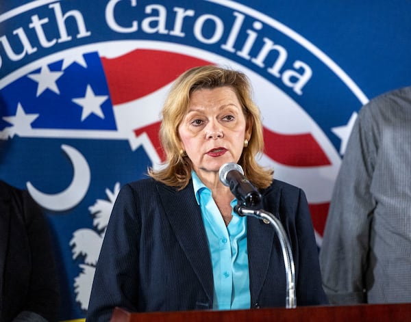 Spokeswoman Chrysti Shain speaks at a news conference after the execution of Marion Bowman Jr. on Friday, Jan. 31, 2025, in Columbia, S.C. (Robert Scheer/Post and Courier via AP)